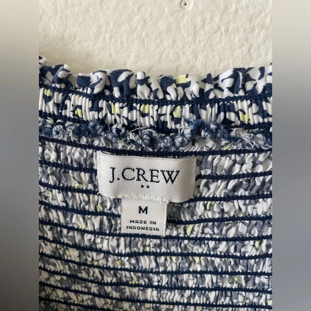 J. Crew Navy and White Floral Long Sleeve Dress - Picture 3 of 4